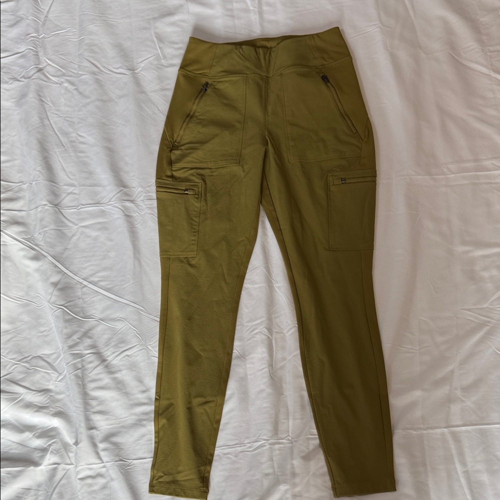 Athleta Olive Stretch Travel Pants with Zip Pockets